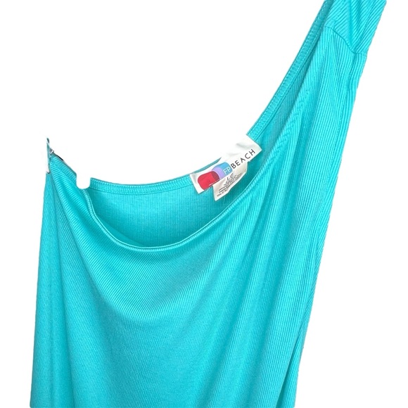 Free People Beach One-Shoulder Cutout Aqua Bodycon Dress medium NWT - Picture 5 of 8
